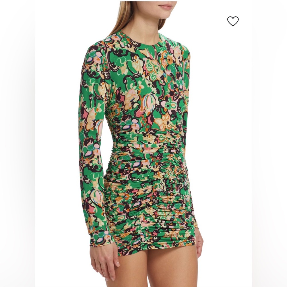 A.L.C. ALC KIKI GREEN Floral Long Sleeve MINI GREEN Dress SMALL NWT
